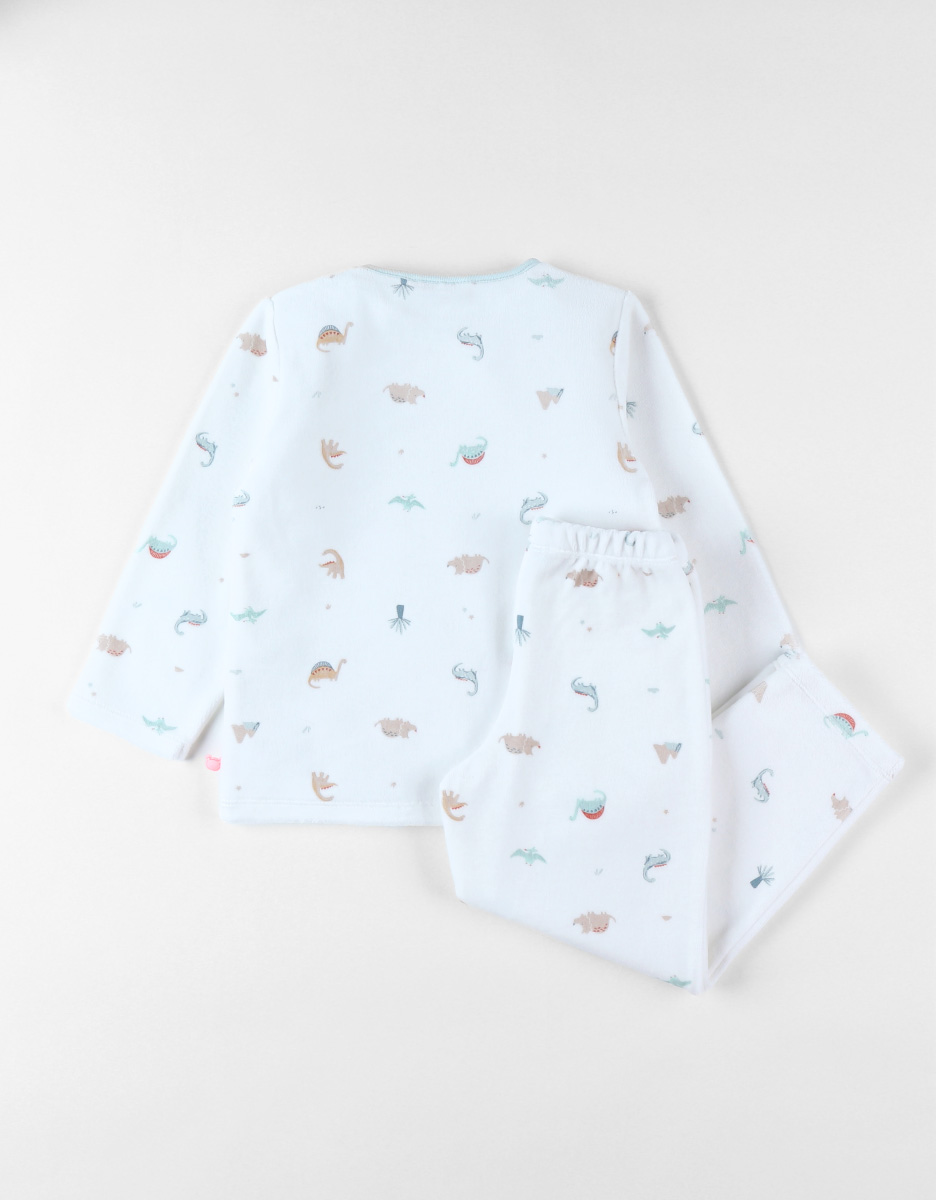 Corduroy velvet white pyjamas, dinos