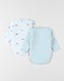 Set de 2 bodies en coton, bleu clair/écru