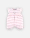 Pyjama combishort rayé  en coton BIO, rose clair