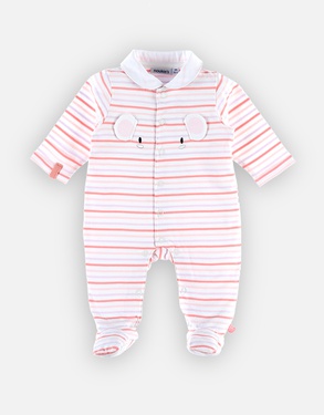 Jersey striped sleep-well pyjamas, off-white/pink
