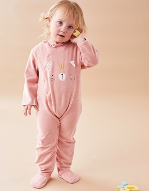 Velvet cat sleep-well pyjamas, pink
