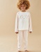 Pyjama 2 pièces chouette en velours, rose clair/écru