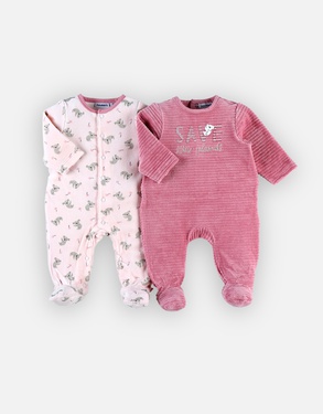 Set with 2 velvet sleep-well pyjamas, pink