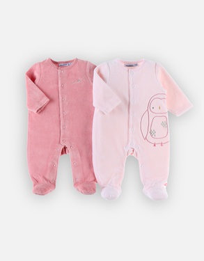 Set with 2 1-piece pyjamas, pink