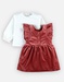 Jurk + t-shirt met lange mouwen set, donkerroos/wit