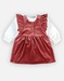 Jurk + t-shirt met lange mouwen set, donkerroos/wit