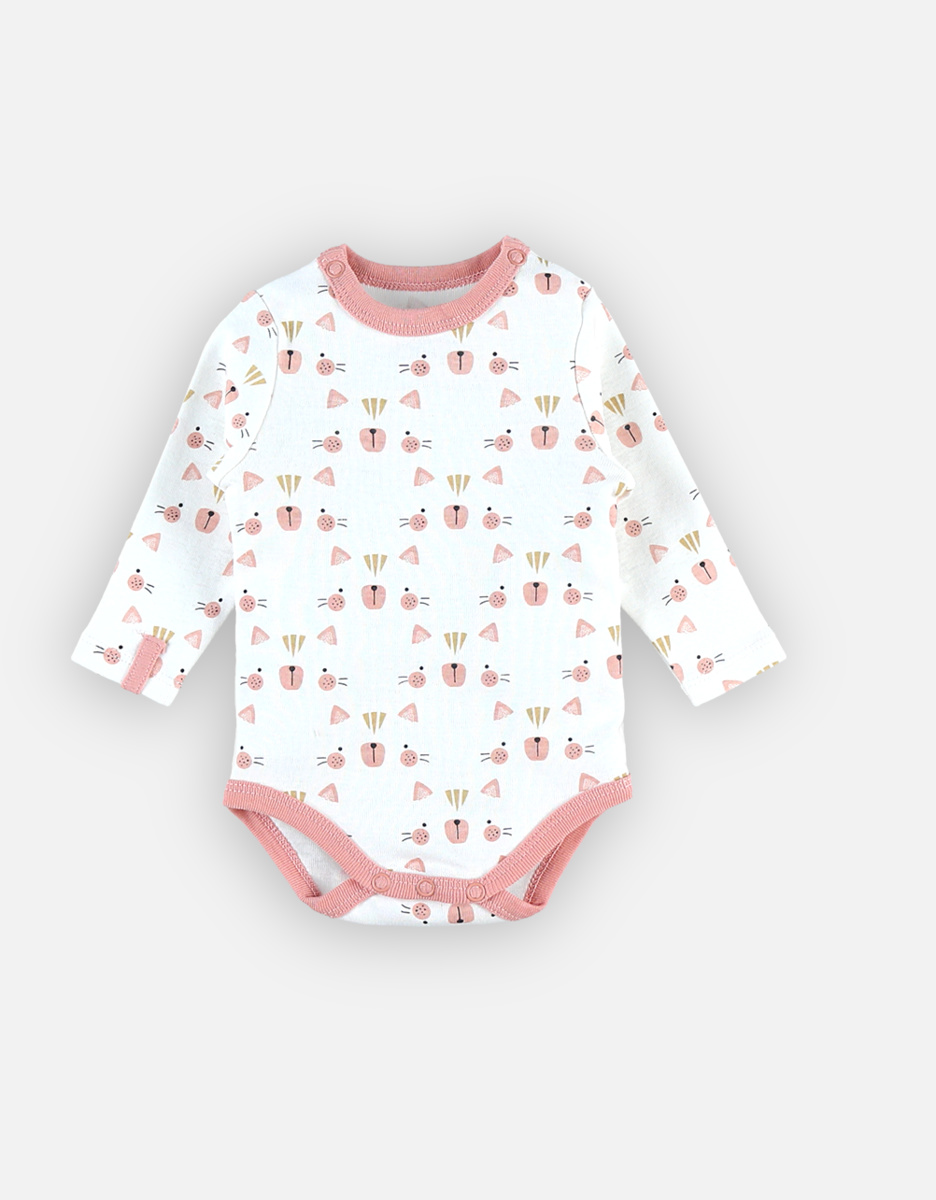 Set salopette + body en coton BIO, rose clair/blanc