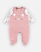 Set salopette + body en coton BIO, rose clair/blanc