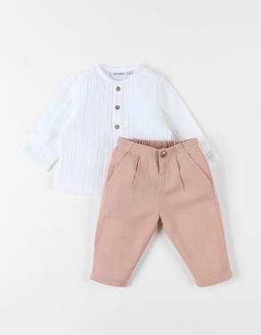 Hemd + broek ceremonie set, ecru/lichtbruine