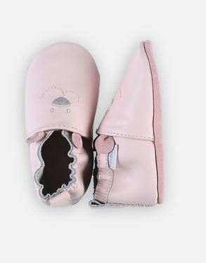 Nouky pale pink leather babyshoes with elastics