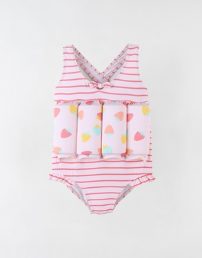 Striped floating suit with prints, light pink/off-white
