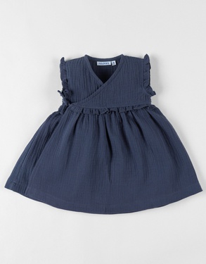 Wrap dress in cotton muslin, navy blue