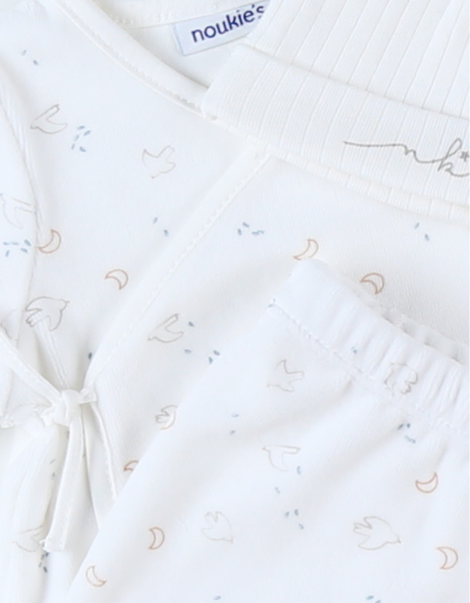 3-piece pack with birds, ecru