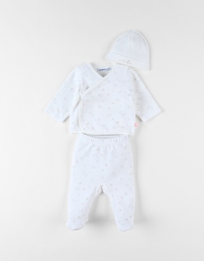 3-piece pack with birds, ecru