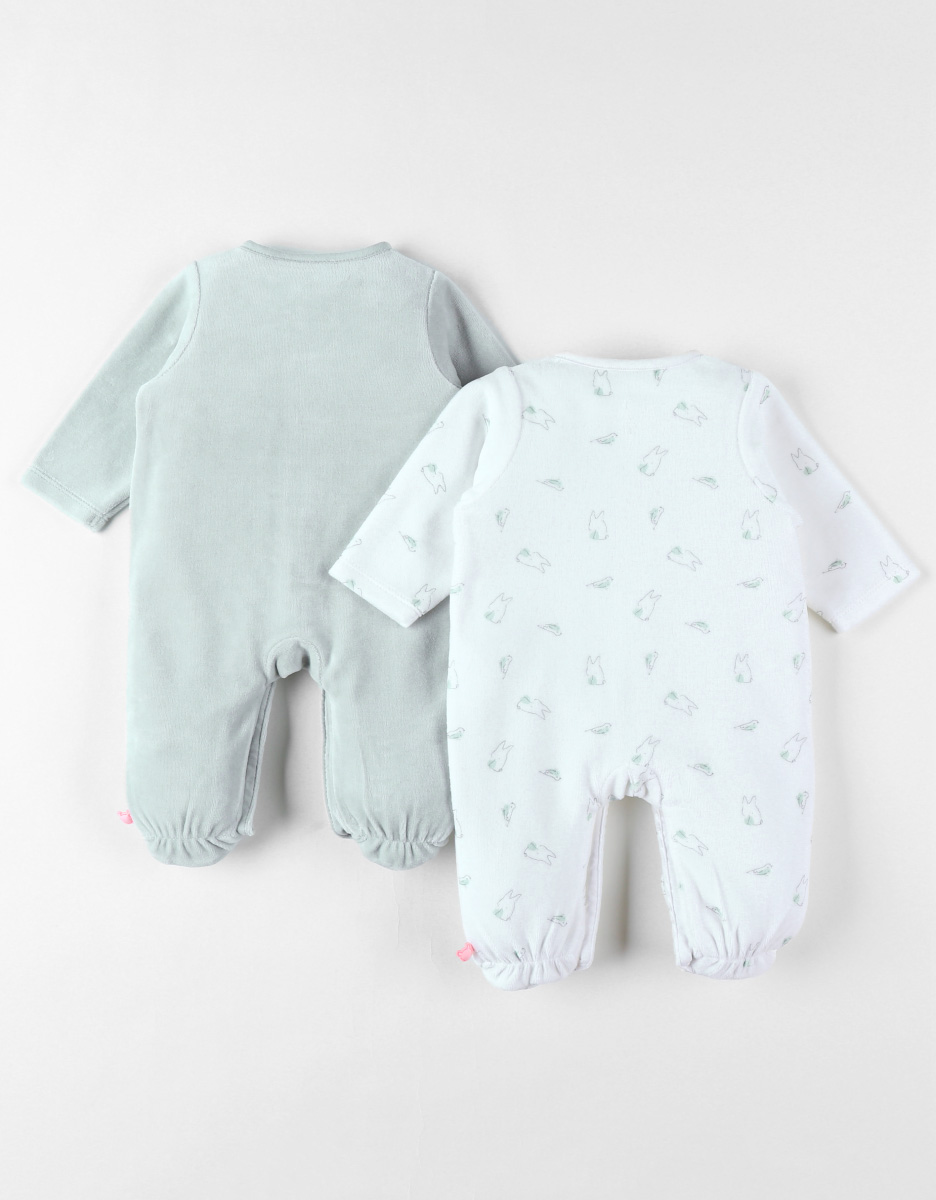 Set van 2 Baby Pyjamas, Fluweel