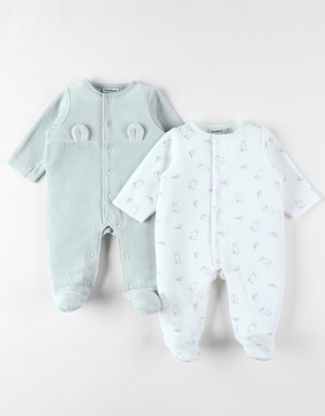 Set of 2 Baby Pyjamas, Velvet