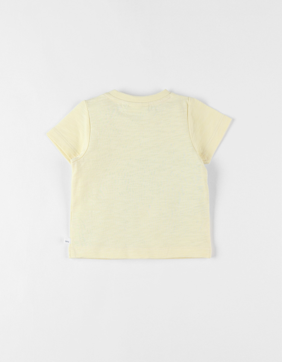 Short-sleeved t-shirtwith elephant print, pale yellow