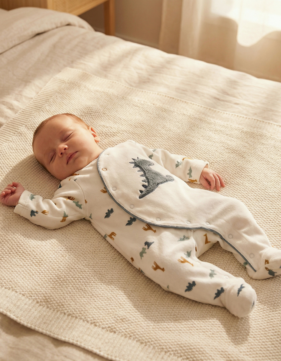Velvet dinosaur pyjamas, white/blue