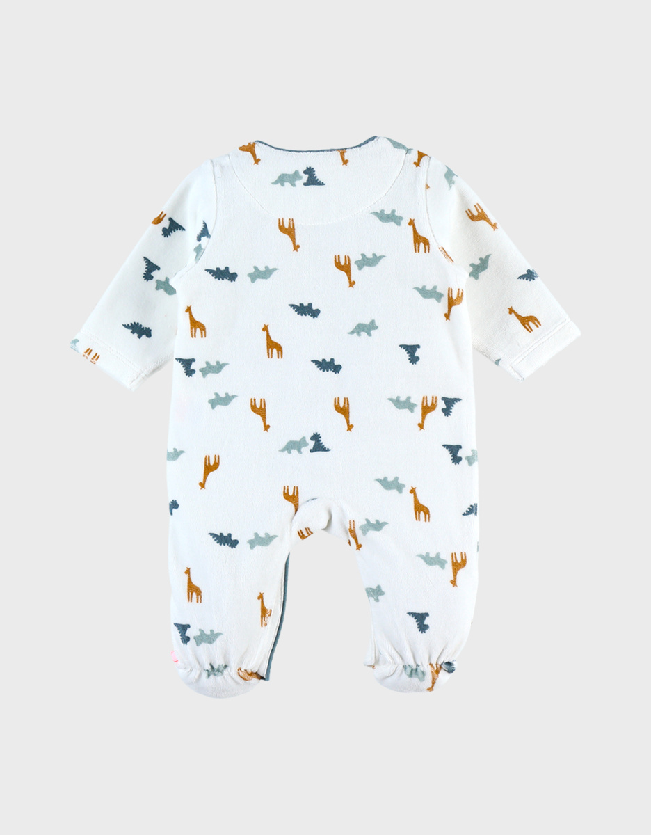 Velvet dinosaur pyjamas, white/blue
