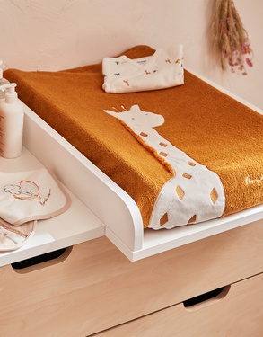 Matelas à langer avec housse élastique en éponge, ocre