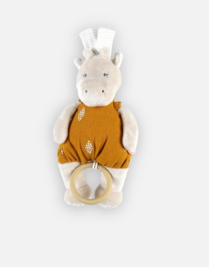 Peluche mini musicale Tiga en veloudoux, beige/ocre