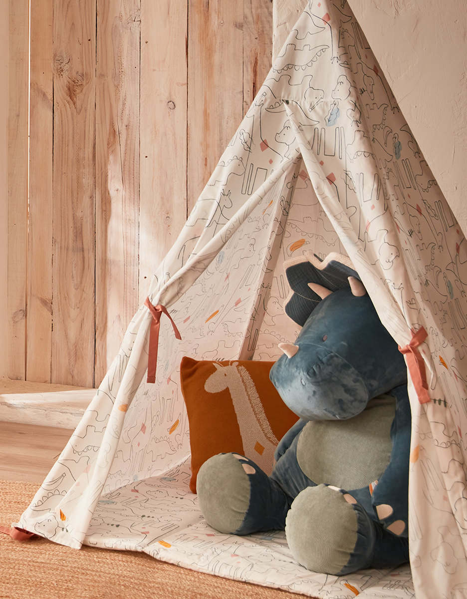 Peluche large Ops en Veloudoux, bleu