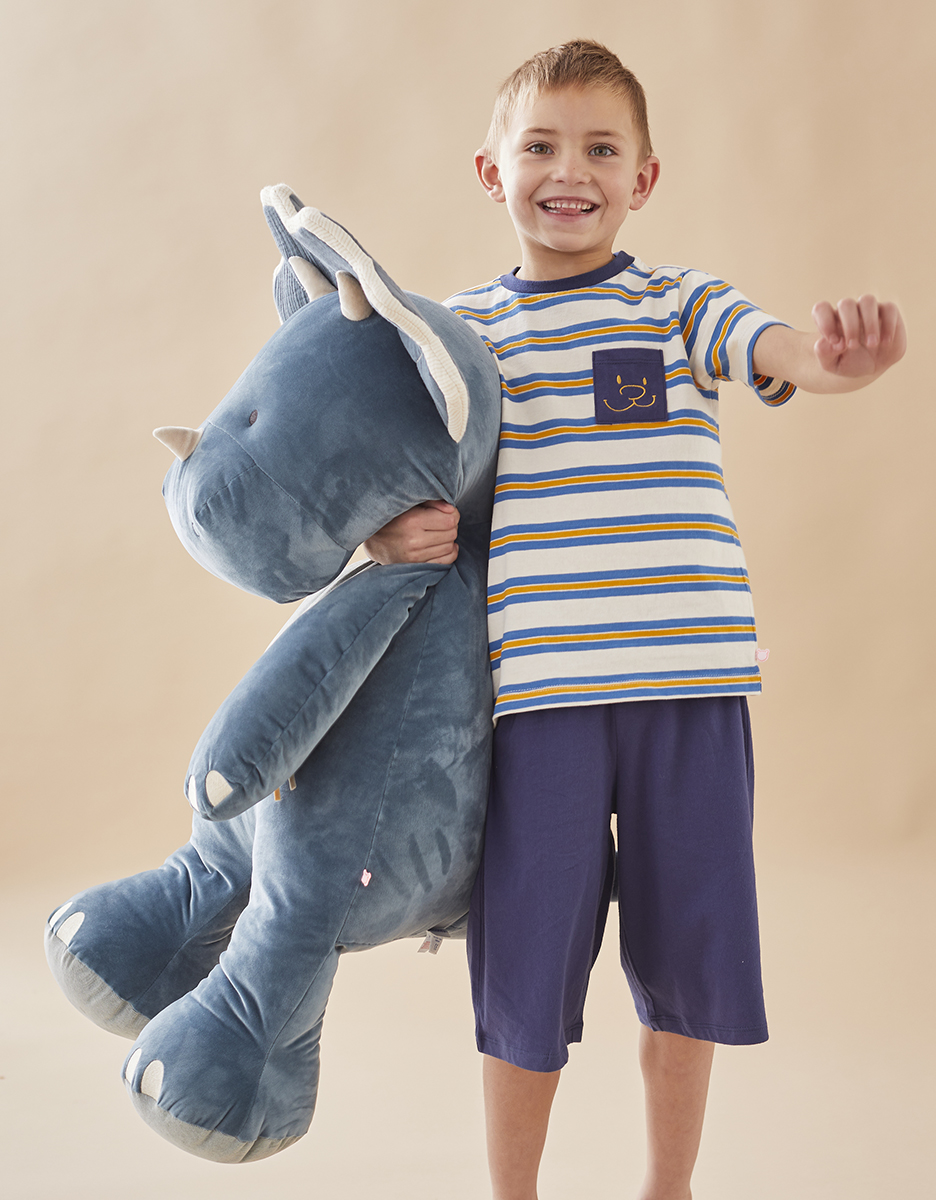 Peluche large Ops en Veloudoux, bleu