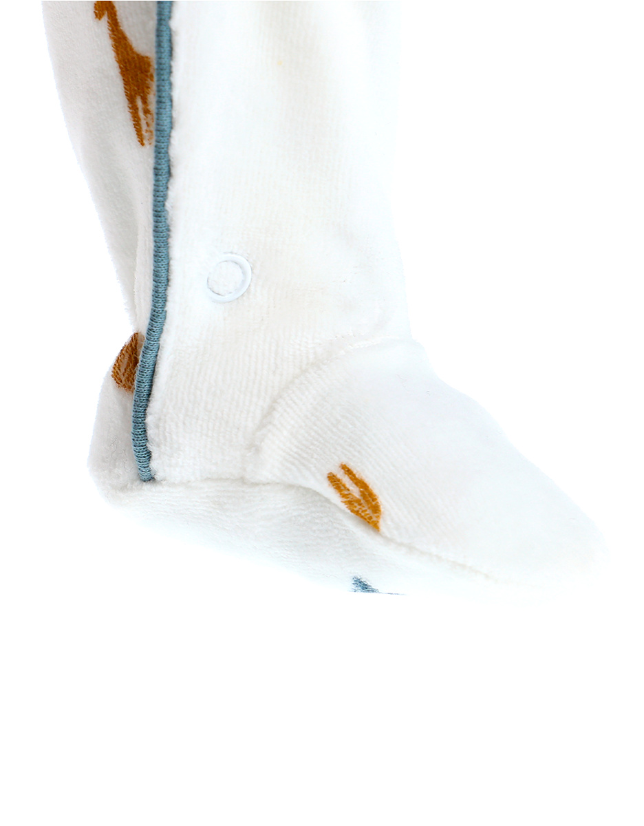 Fluwelen dinosaurus pyjama, wit/blauw