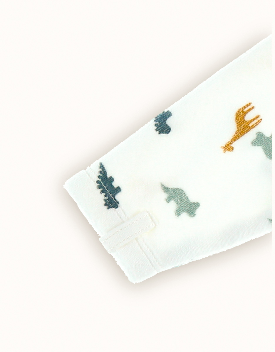 Pyjama dinosaure en velours, blanc/bleu