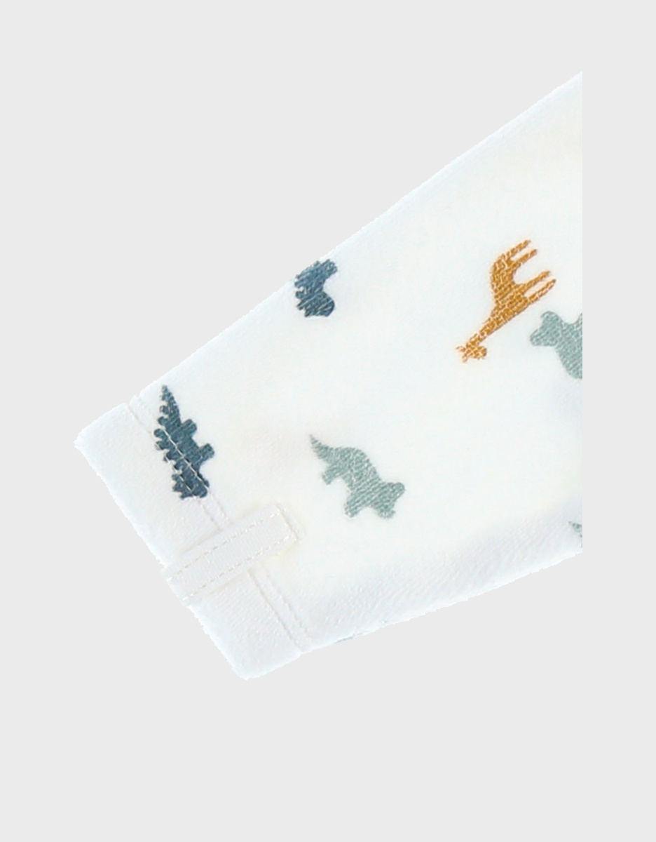 Pyjama dinosaure en velours, blanc/bleu