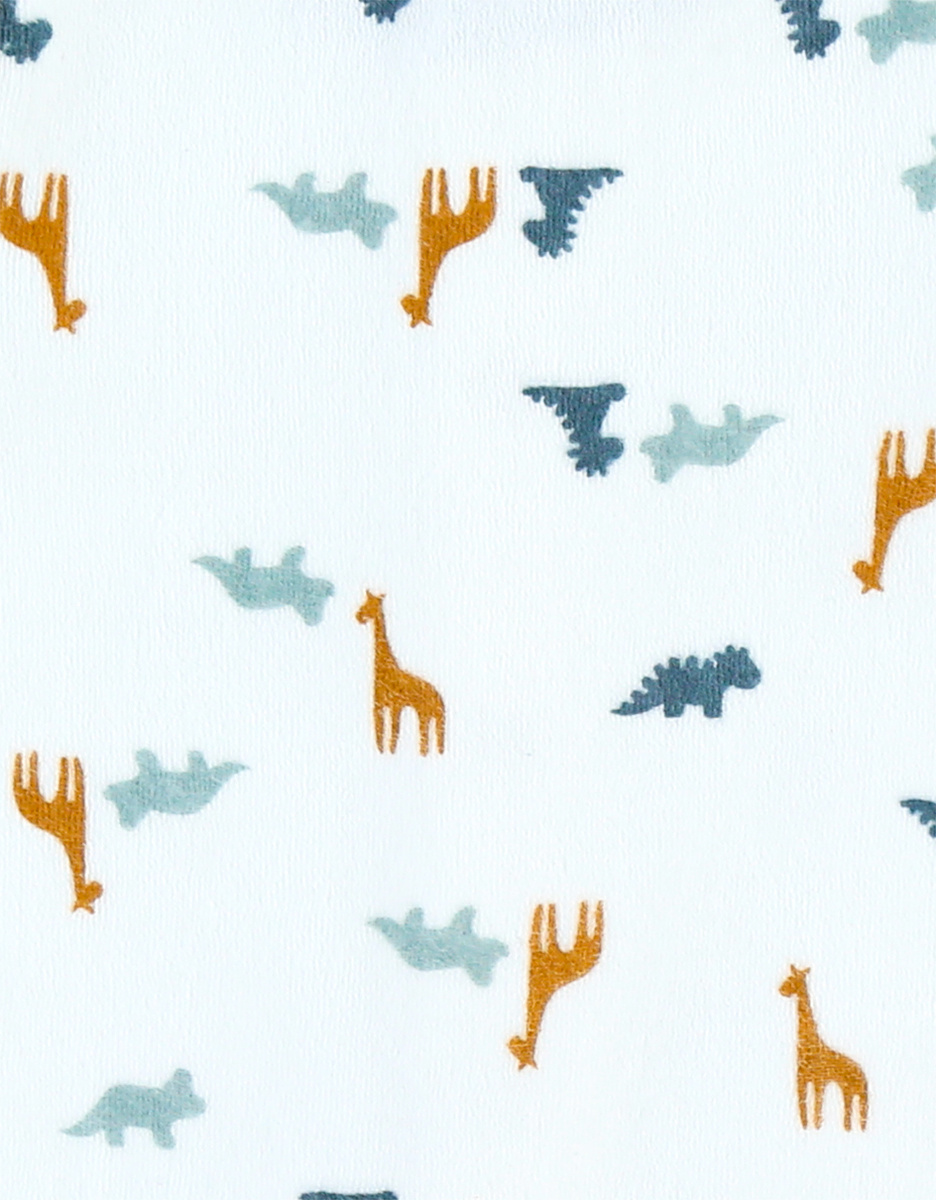 Fluwelen pyjama met dinosaurussenpatronen, wit