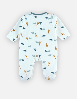 Fluwelen pyjama met dinosaurussenpatronen, wit
