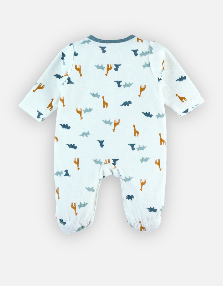 Pyjama imprimés dinosaures en velours, blanc