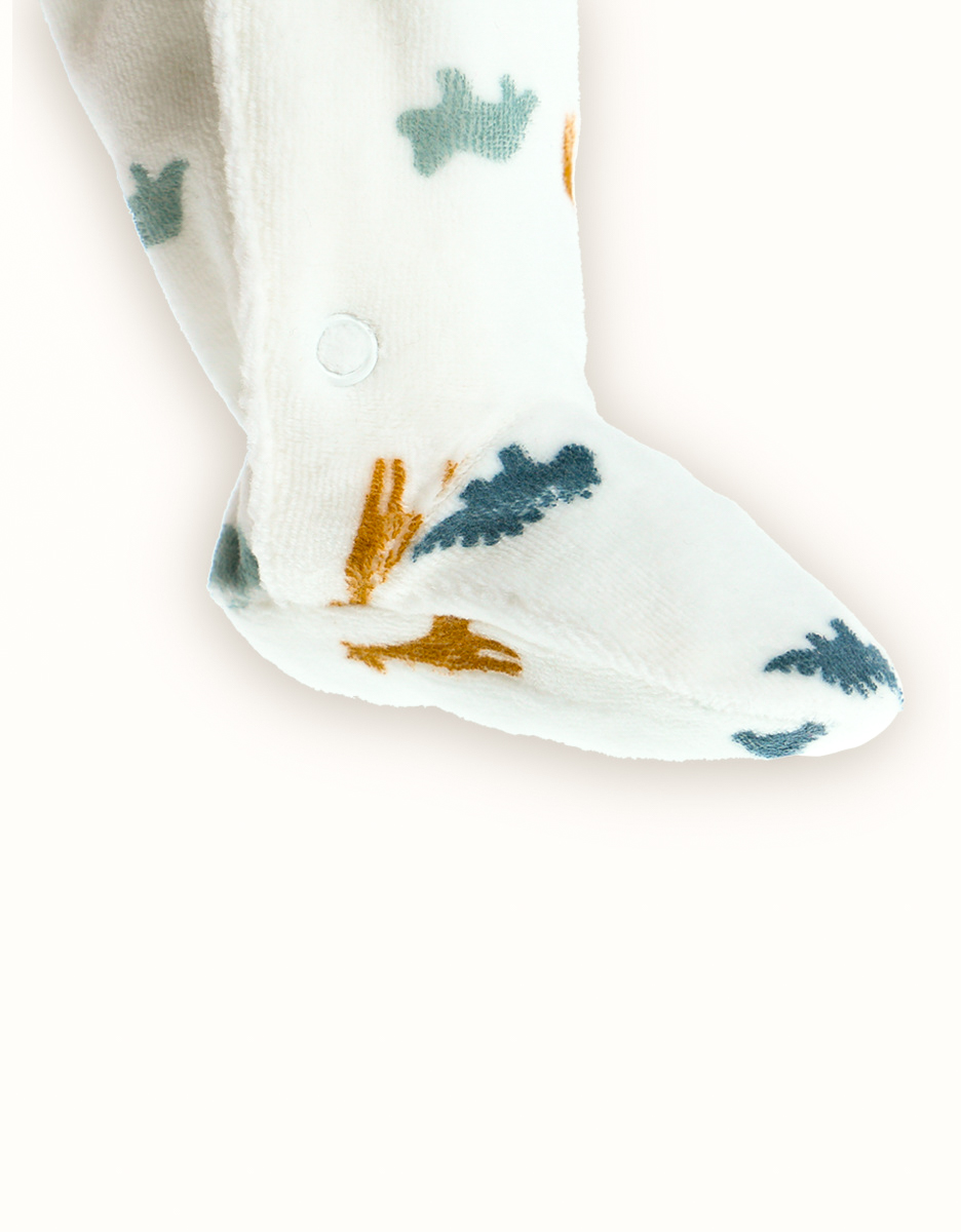 Velvet pyjamas with dinosaur prints, white
