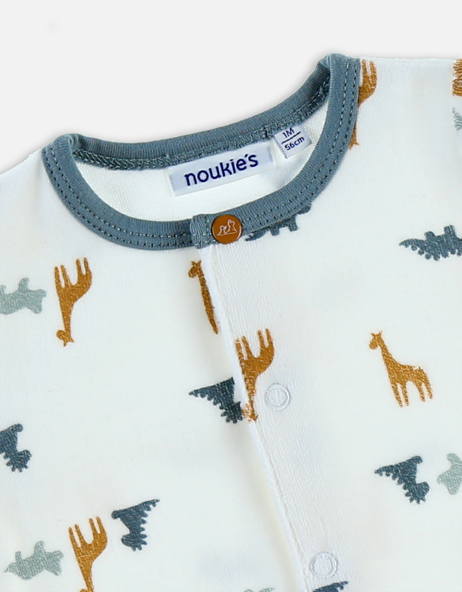 Pyjama imprimés dinosaures en velours, blanc