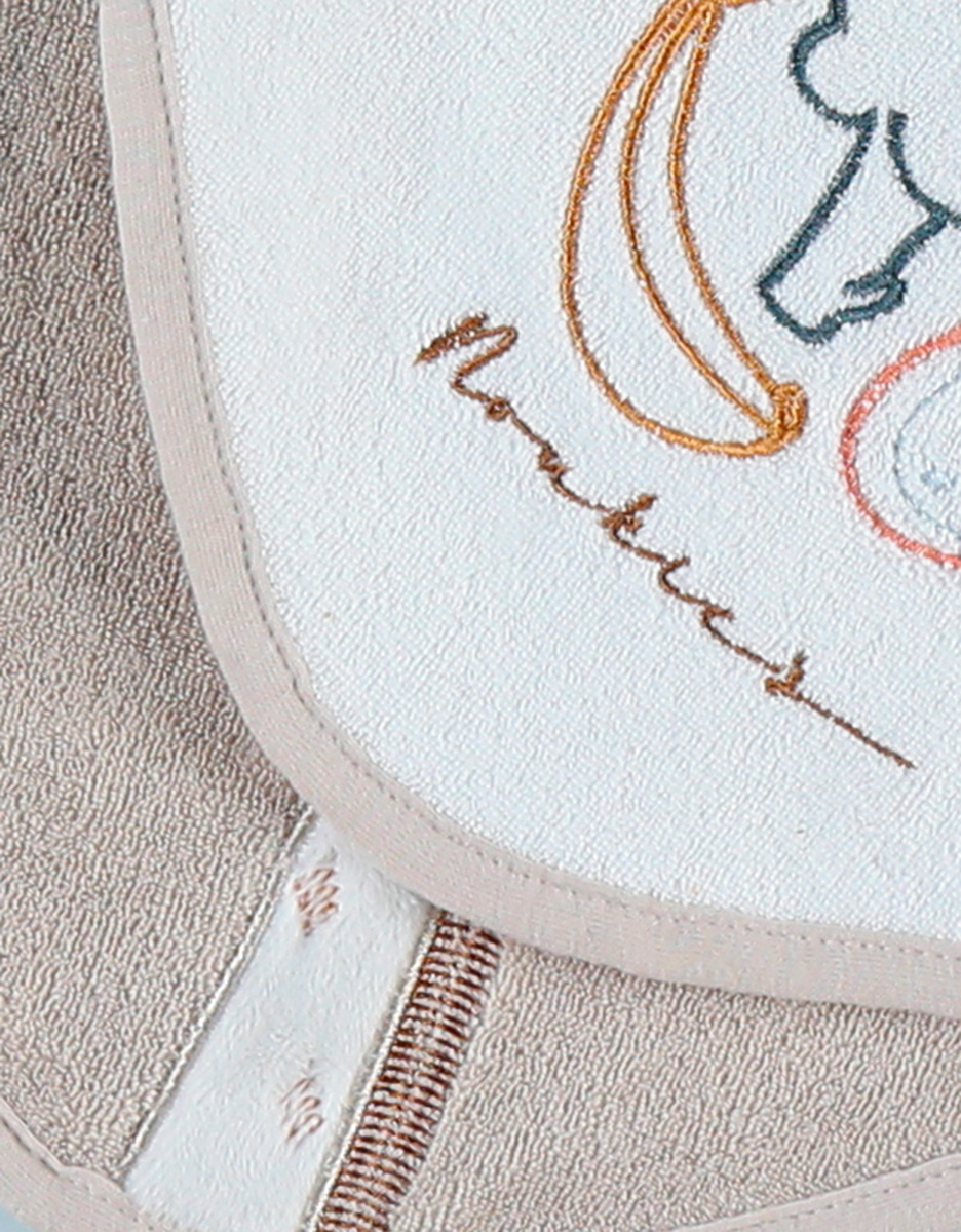 Set van 2 terry bandana slabbetjes, beige/wit