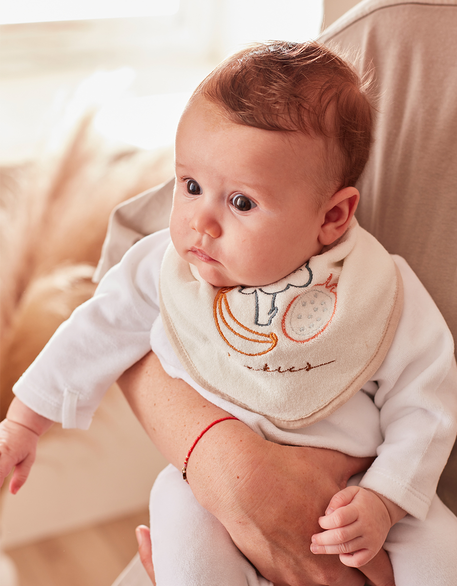 Set van 2 terry bandana slabbetjes, beige/wit