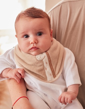 Set van 2 terry bandana slabbetjes, beige/wit