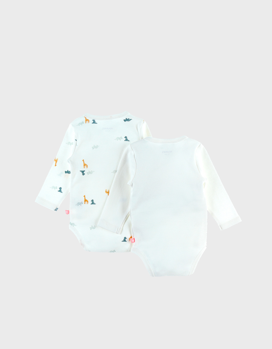 Lot de 2 bodys croisés en coton BIO, écru
