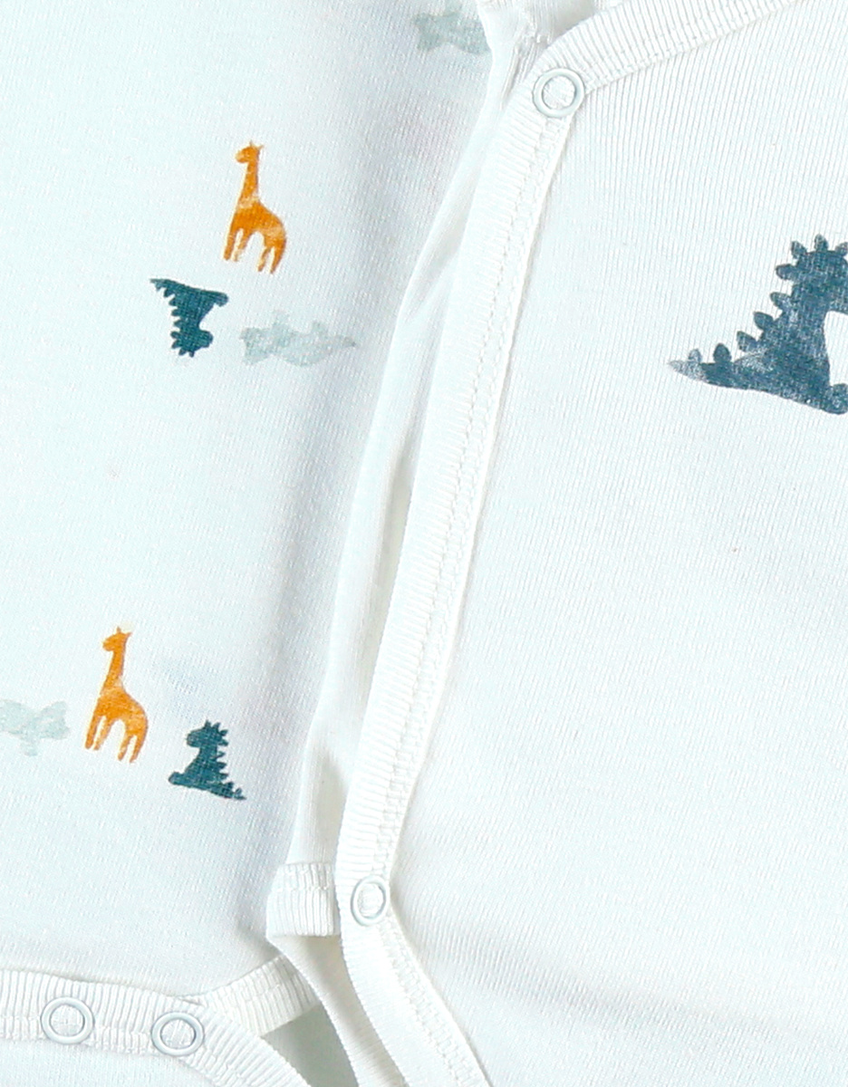 Pack of 2 organic cotton crossover bodysuits, off-white