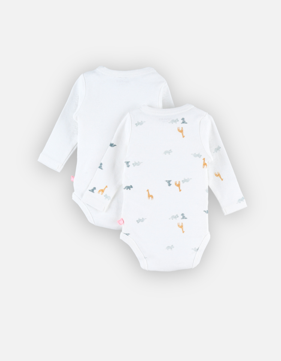 Set of 2 organic cotton crossover bodysuits, white