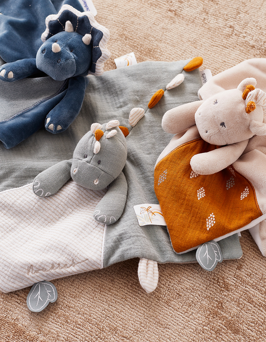 Noukie's - Plush for Children - Cuddly Toy Medium Stegi - Comforter Blanket  Organic Cotton - Size Suitable for Children (40 cm)
