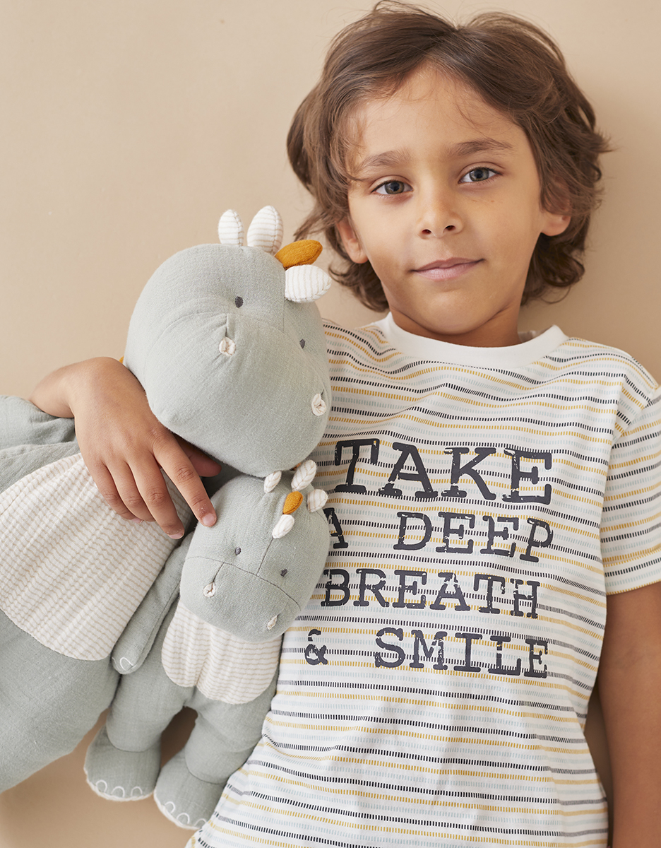 Medium cotton muslin Stegi soft toy, eucalyptus