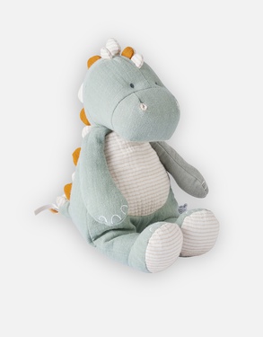 Small organic cotton muslin Stegi soft toy, eucalyptus