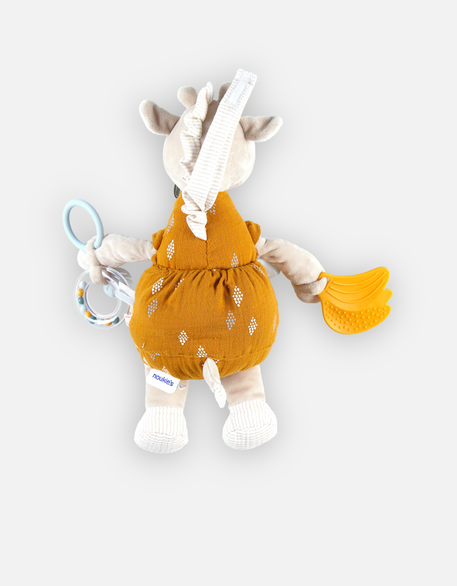 Veloudoux and organic cotton muslin Tiga activity soft toy, beige/ochre