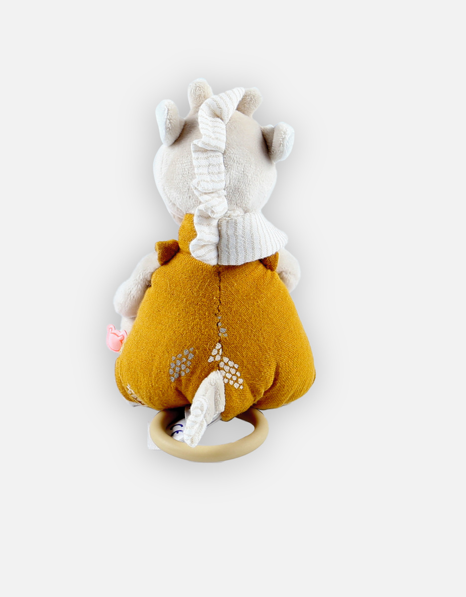 Veloudoux mini musical Tiga soft toy, beige/ochre