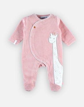 Fluwelen giraf pyjama, roos