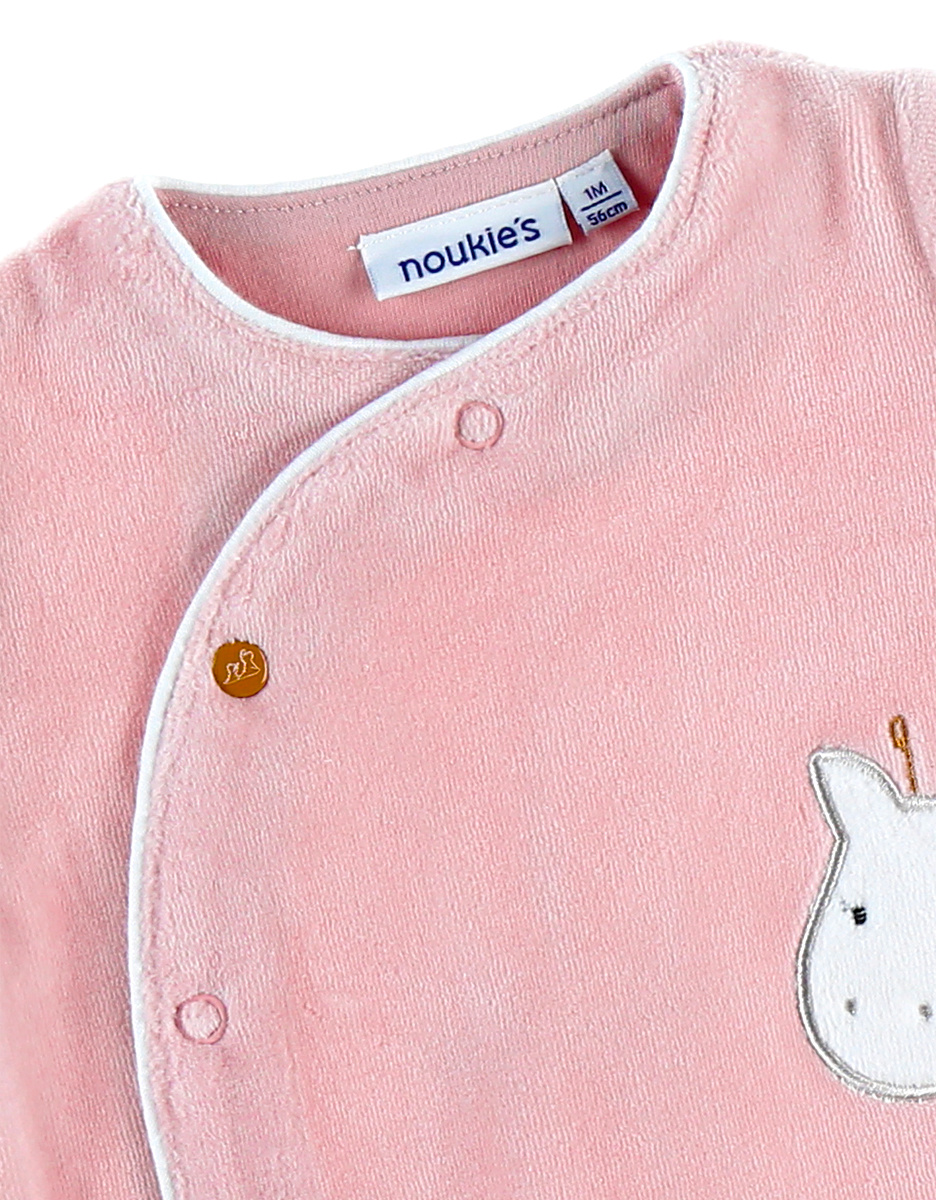 Pyjama dors-bien girafe en velours, rose