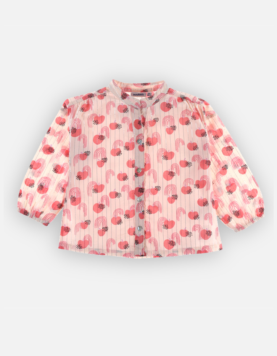Blouse with apple prints, light pink