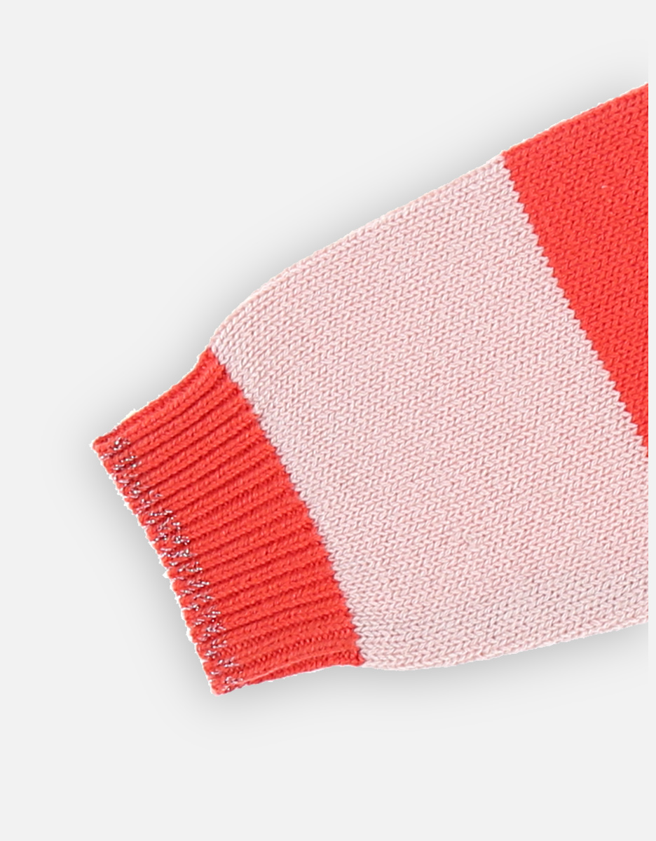 Knitted striped jumper, strawberry/light pink
